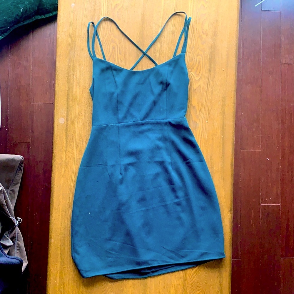 Forest Green Strappy Cocktail Dress